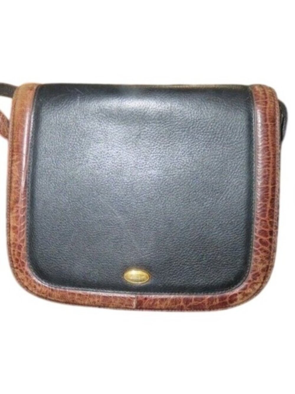 Bally Vintage Italian Croc Embossed Leather Adjustable Crossbody Messenger Bag